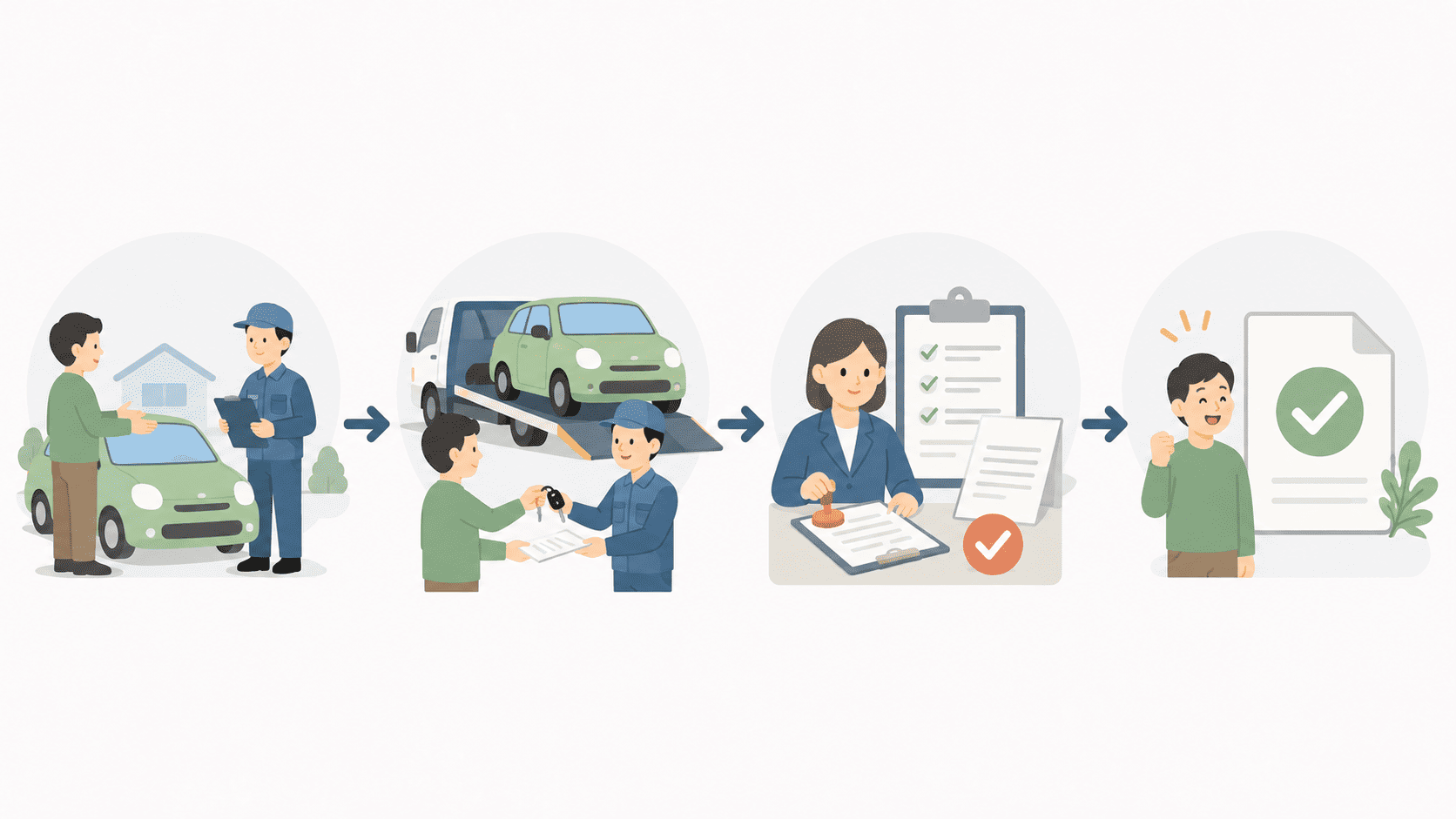金属資源やパーツとして再利用される車のイメージ